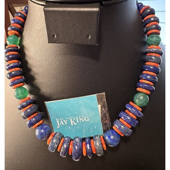 Jay King Jewelry - Jay King DTR Desert Rose Trading Sterling Silver Blue Lapis Orange Turq Necklace